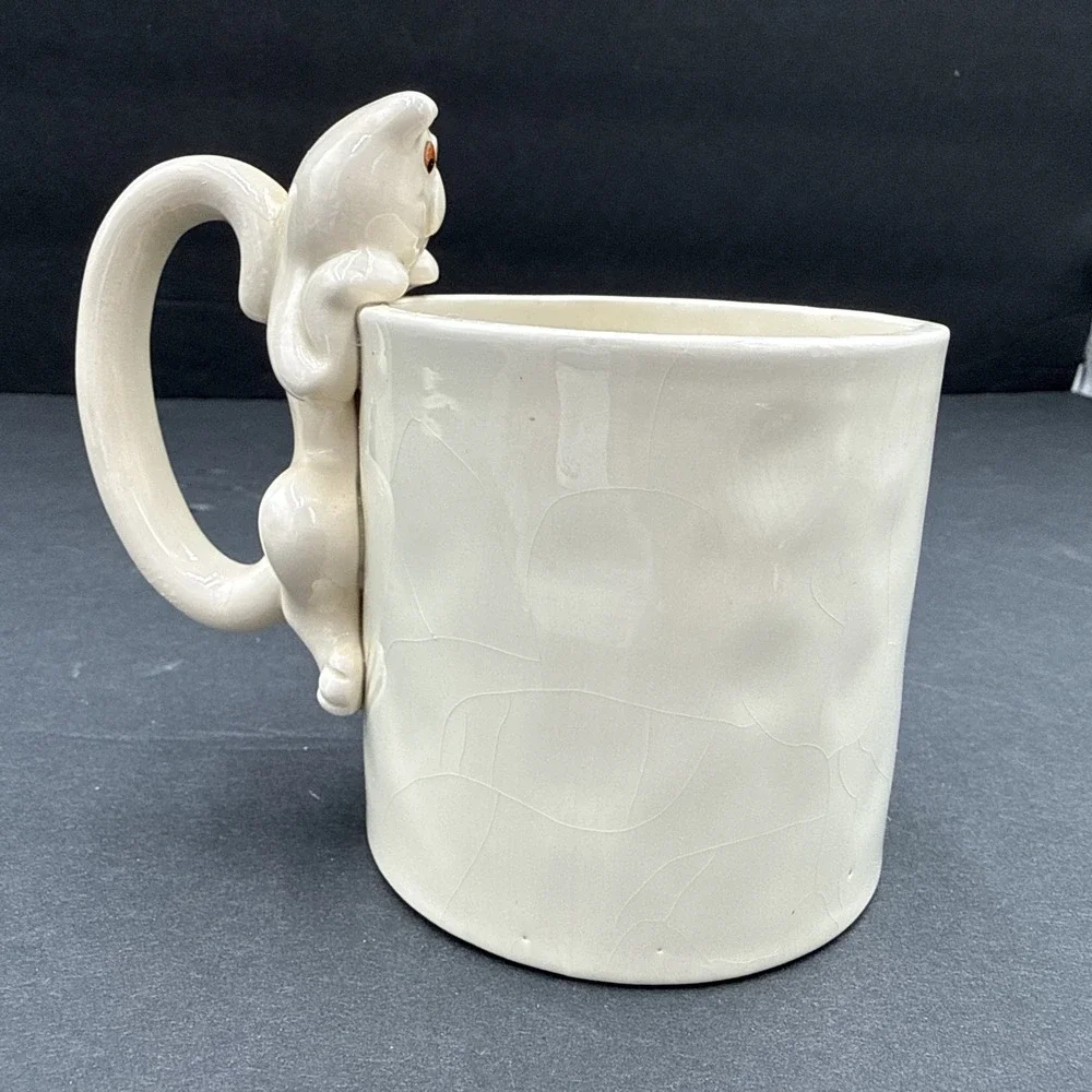 Vintage Catnap Mug Retired Fitz and Floyd 1977 Cat Peek Handle Fish in Bottom
